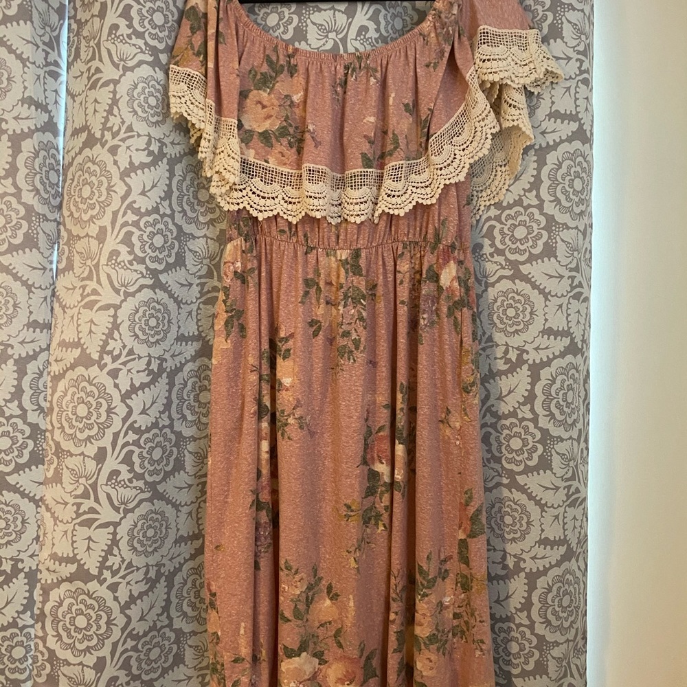 Pink Blush off the Shoulder Maternity Dress
